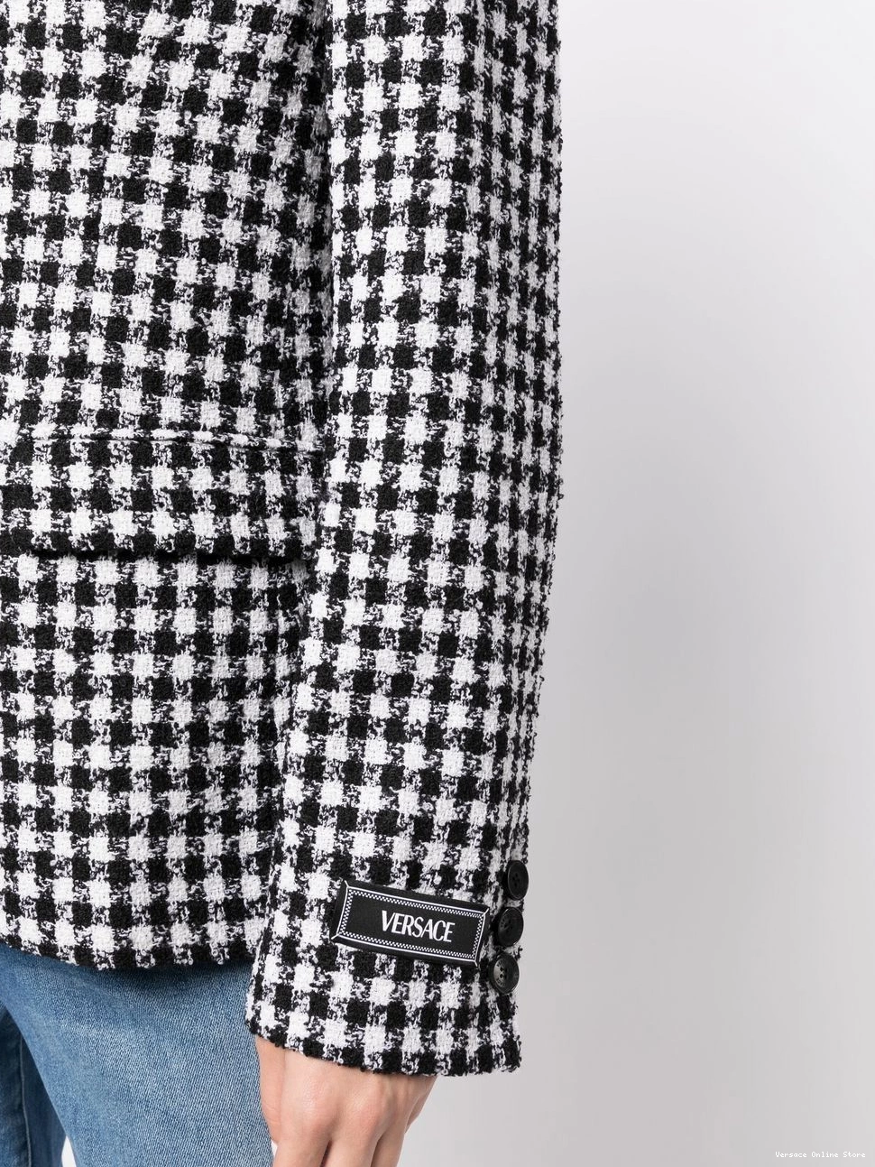 Affordable dogtooth tweed blazer Versace Women single-breasted 0418